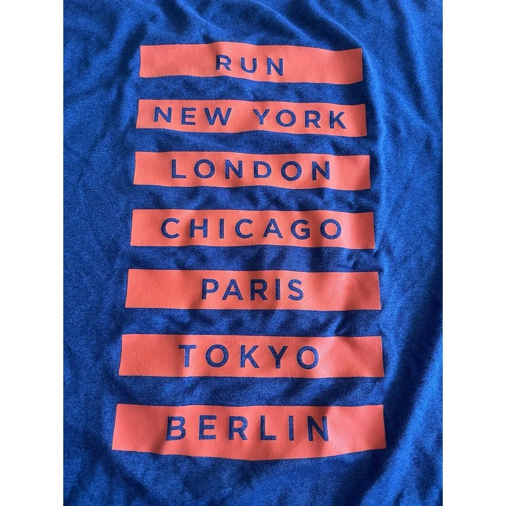 Old Navy Active Men's T Shirt Run Marathon NY Chicago London Paris Tokyo Sz L